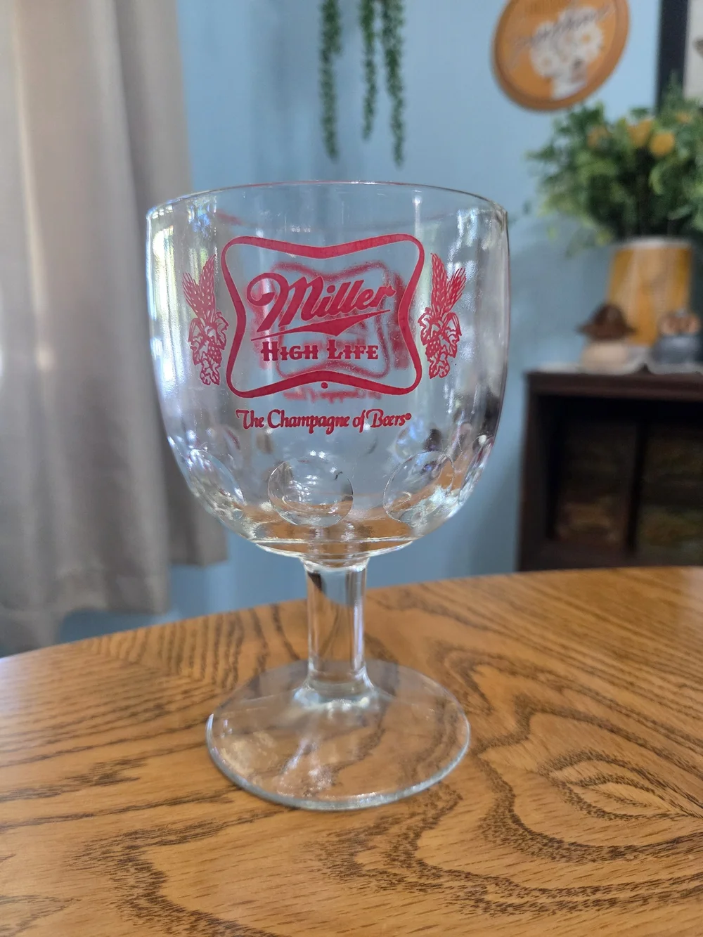 Vintage Miller High Life Champagne of Beers Pedestal Beer Goblet Glass